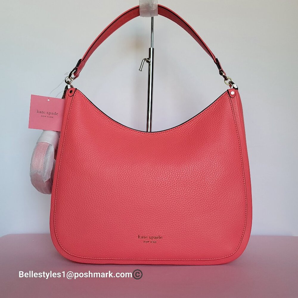 KATE SPADE Roulette Pebbled Leather Large Hobo Bag- Peach Melba color π$178.β - Picture 5 of 16